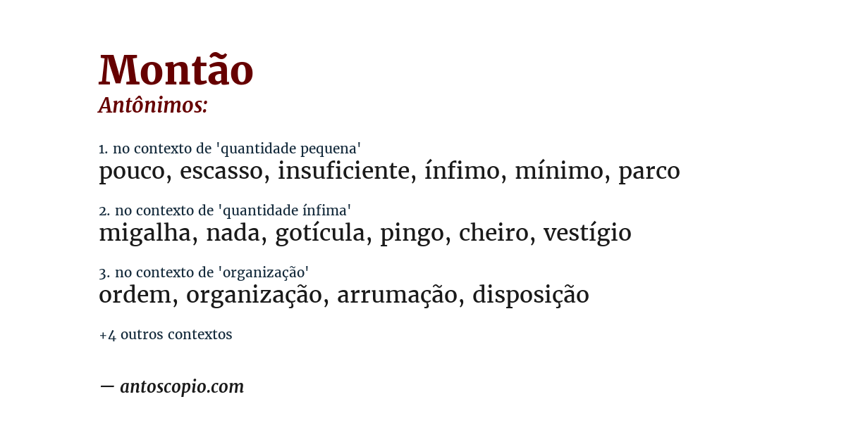 Antônimo de montão