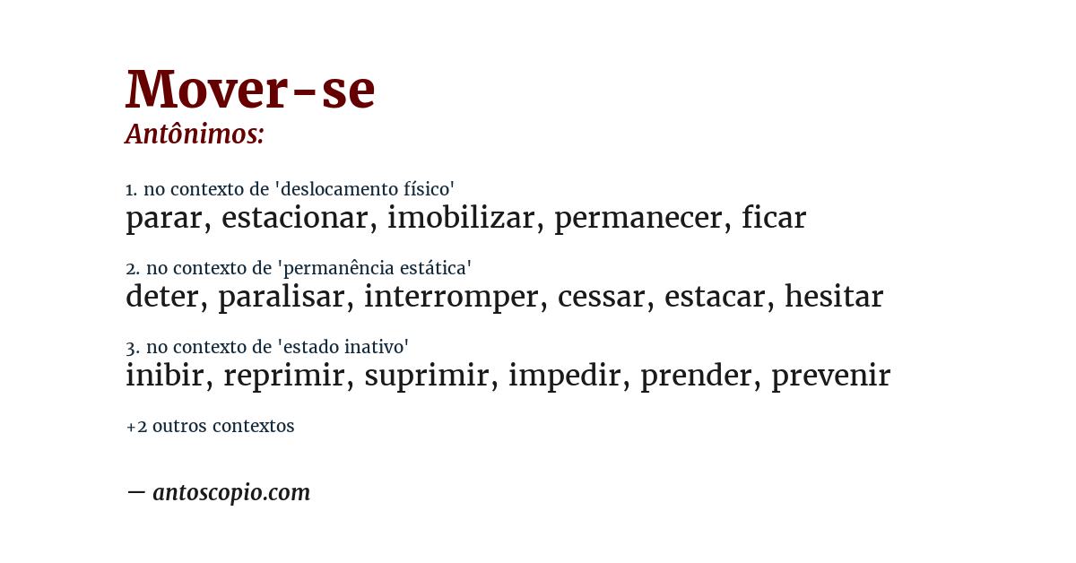 Antônimo de mover-se