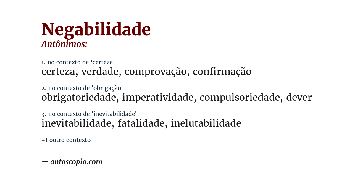 Antônimo de negabilidade
