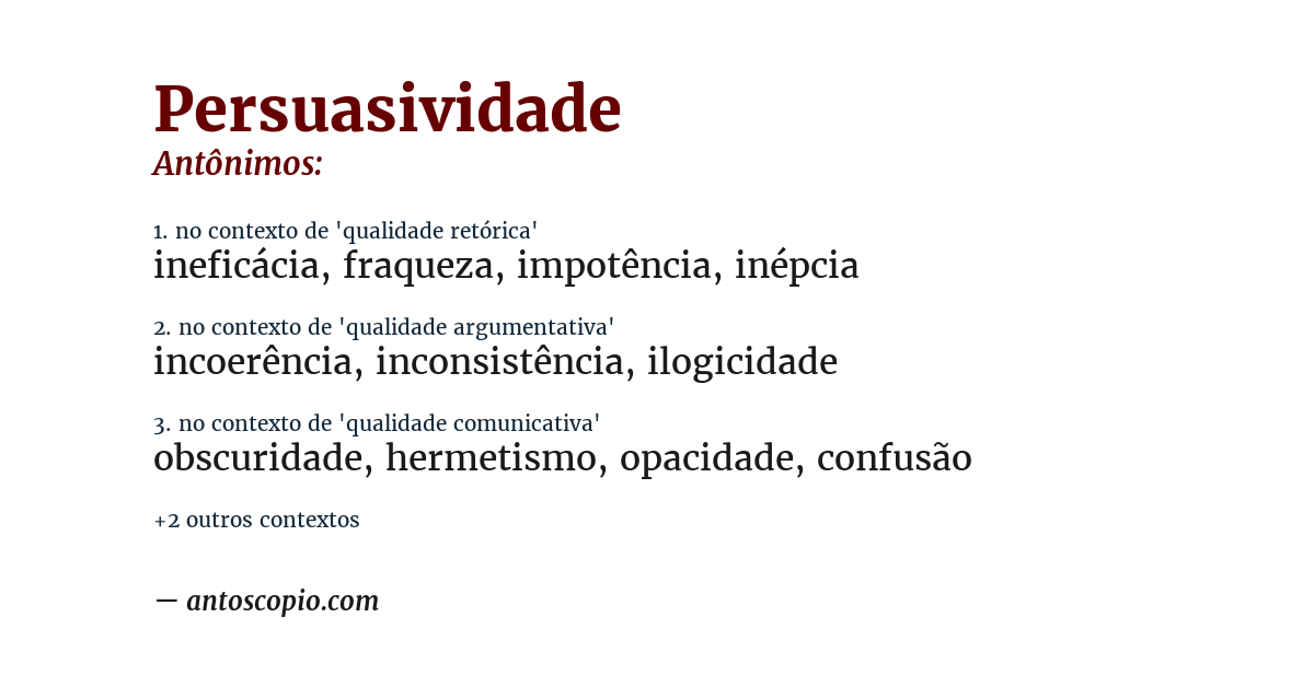 Antônimo de persuasividade