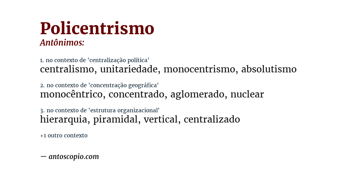 Antônimo de policentrismo