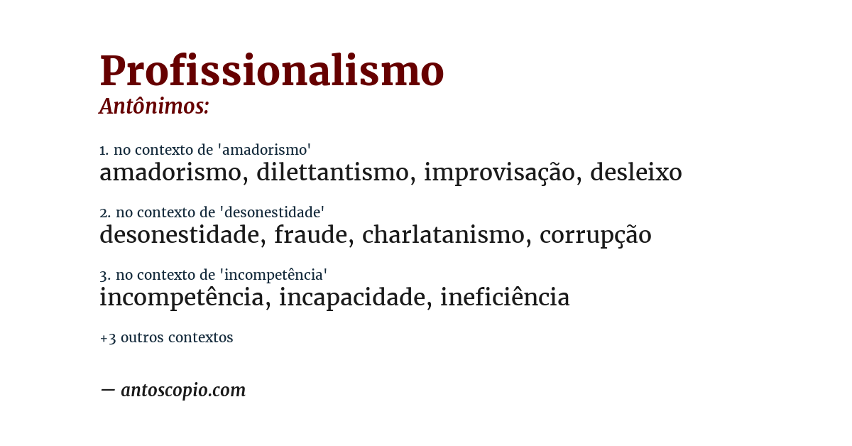 Antônimo de profissionalismo
