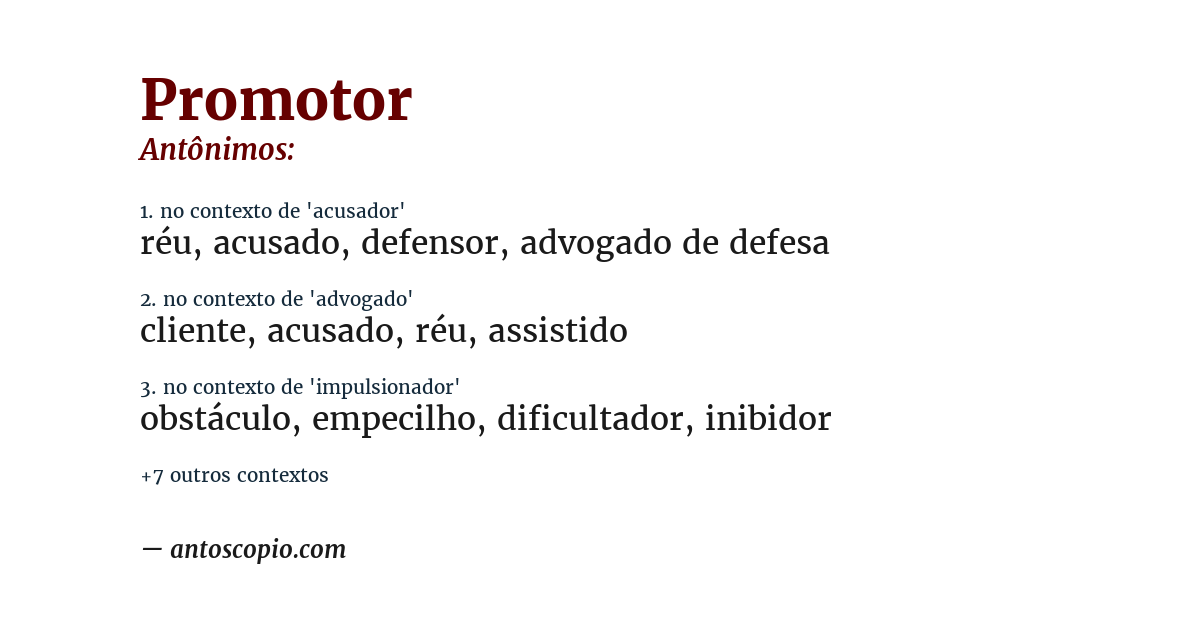 Antônimo de promotor