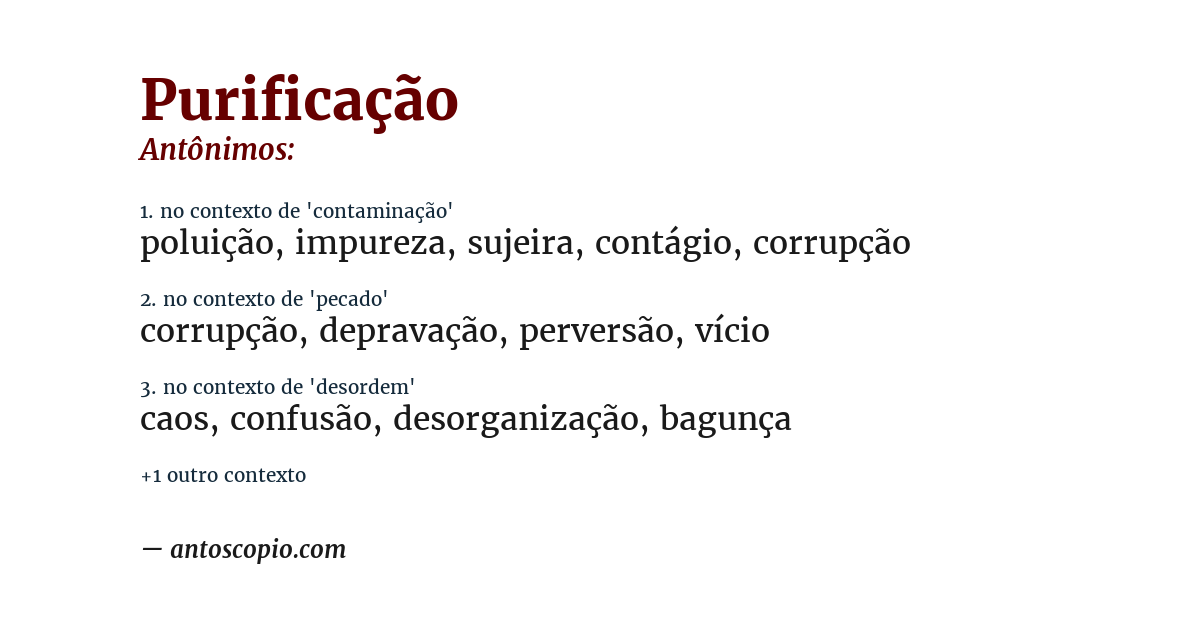 Antônimo de purificação