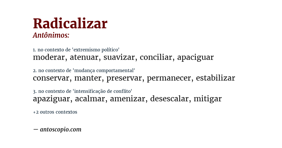 Antônimo de radicalizar