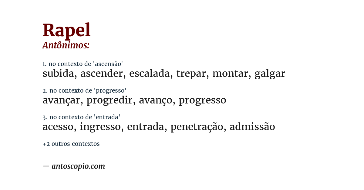 Antônimo de rapel