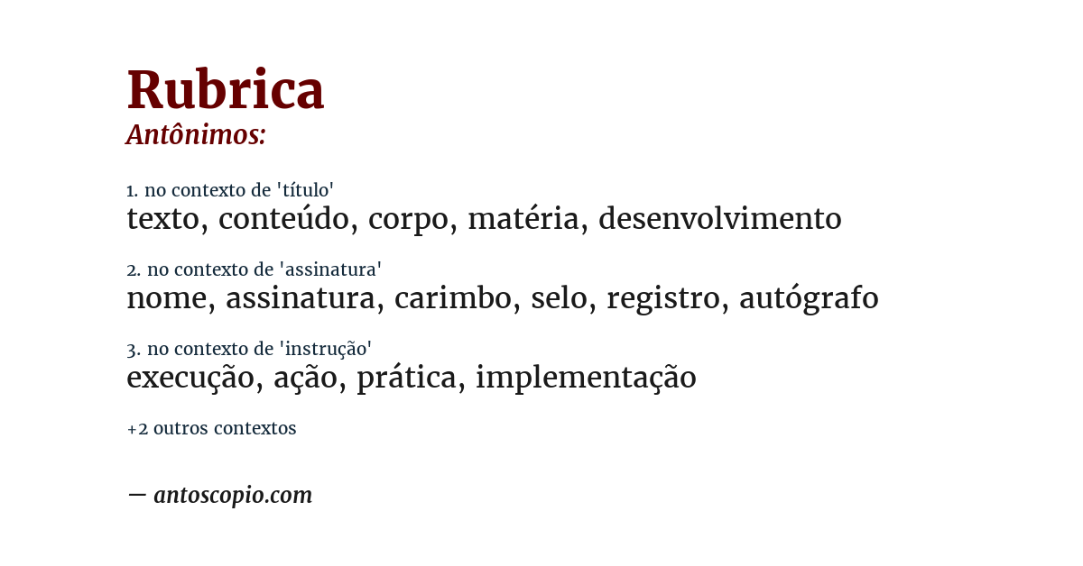 Antônimo de rubrica