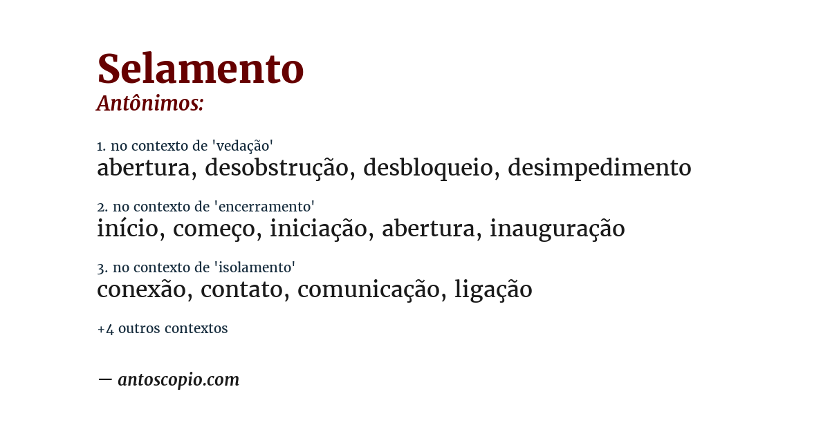 Antônimo de selamento
