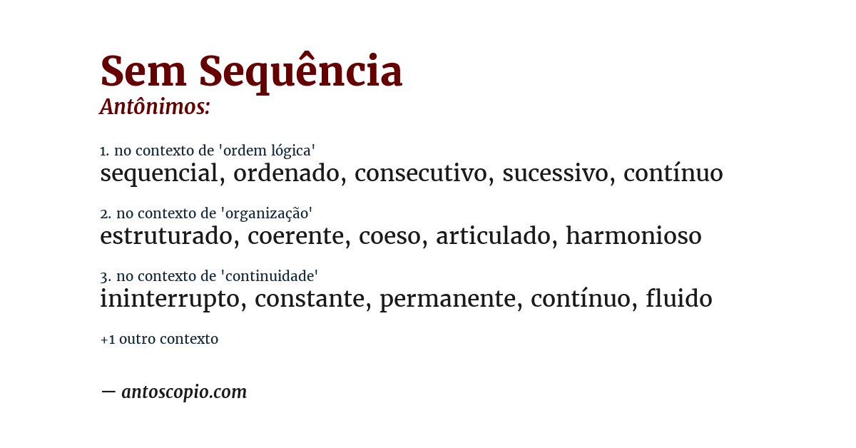 Antônimo de sem sequência