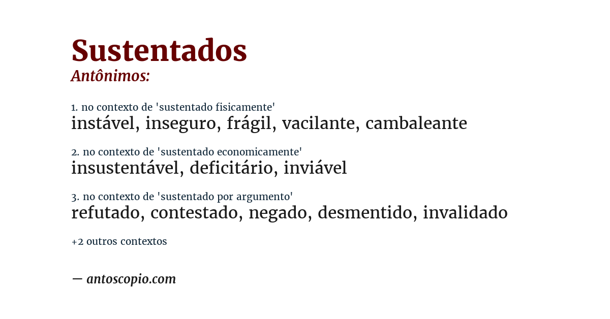 Antônimo de sustentados