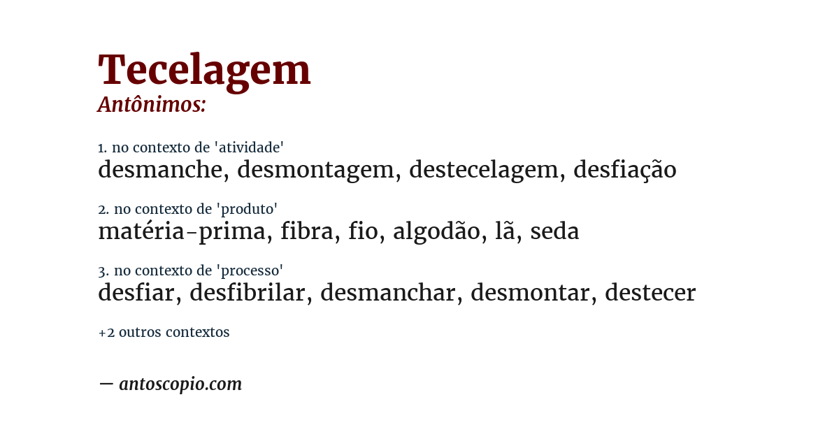 Antônimo de tecelagem