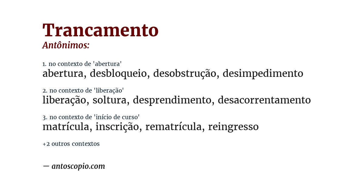 Antônimo de trancamento