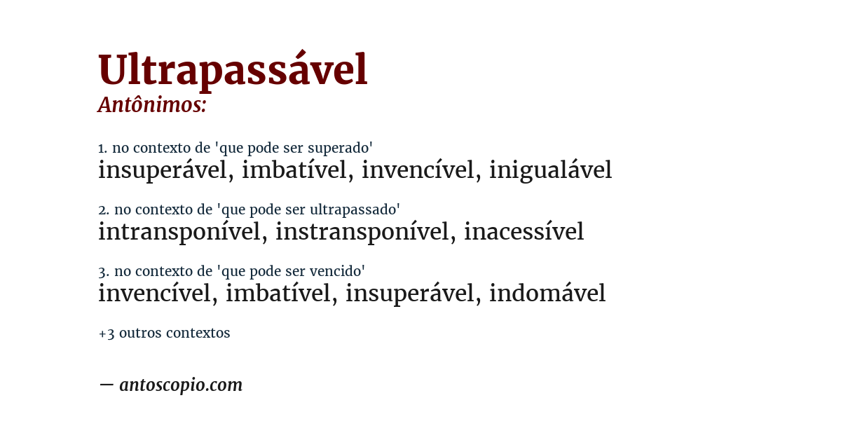 Antônimo de ultrapassável