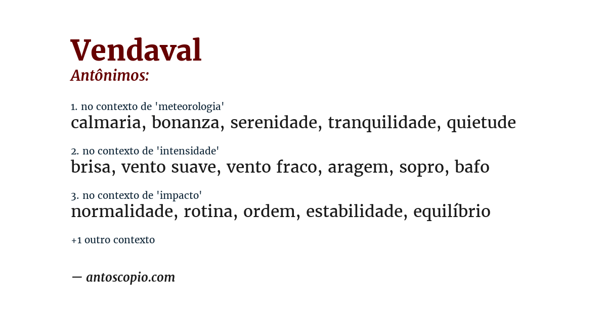 Antônimo de vendaval