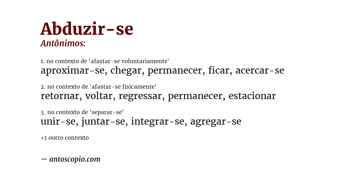 Antônimo de abduzir-se