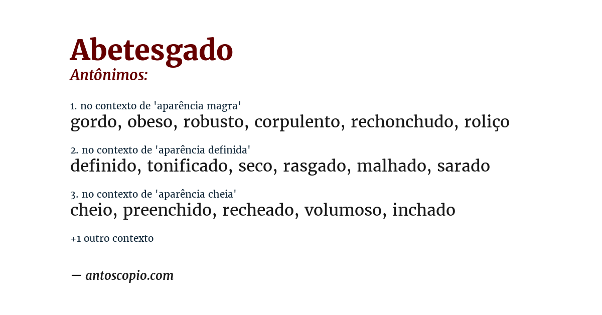 Antônimo de abetesgado