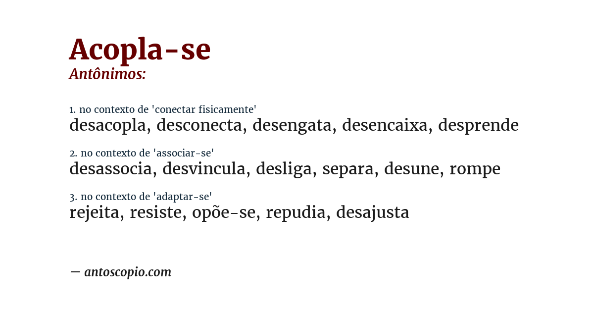 Antônimo de acopla-se