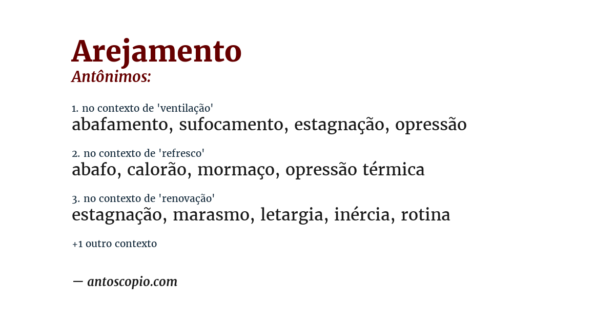 Antônimo de arejamento