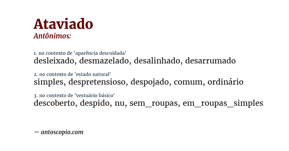 Antônimo de ataviado