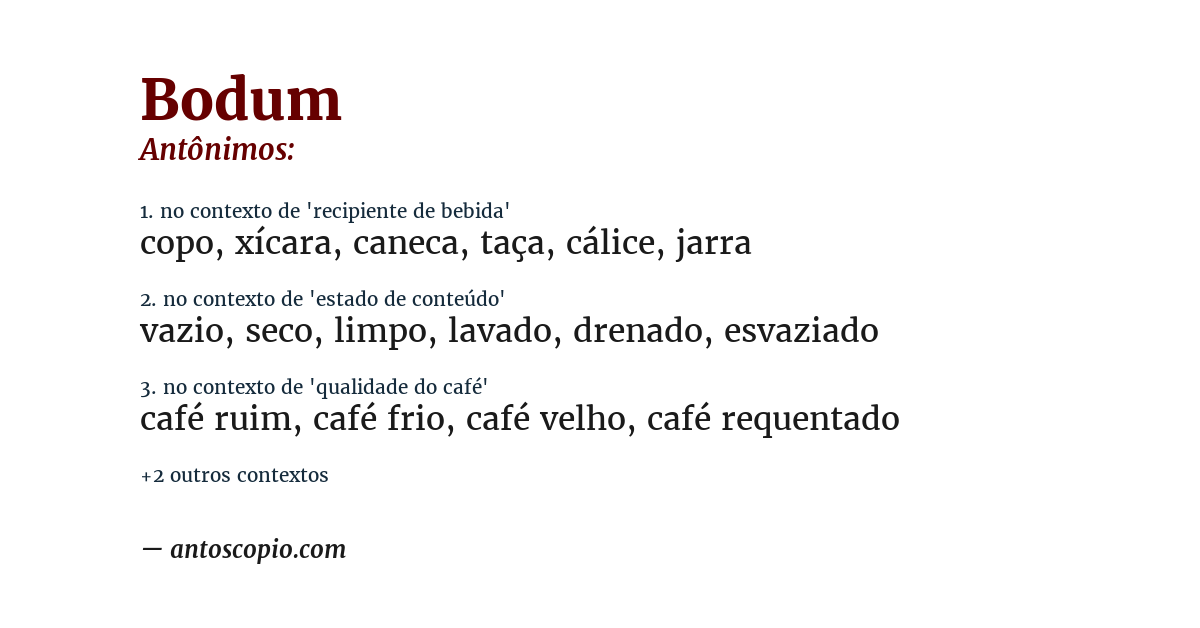 Antônimo de bodum