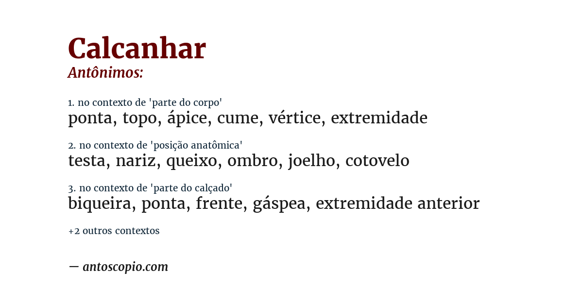 Antônimo de calcanhar