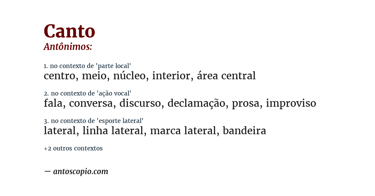 Antônimo de canto
