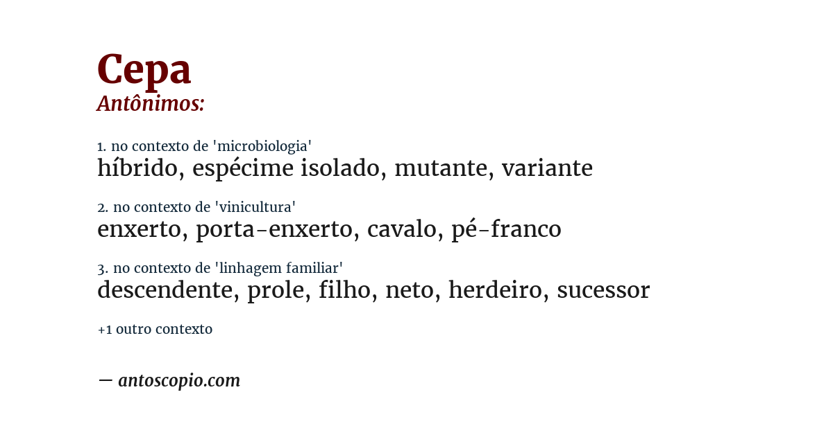 Antônimo de cepa