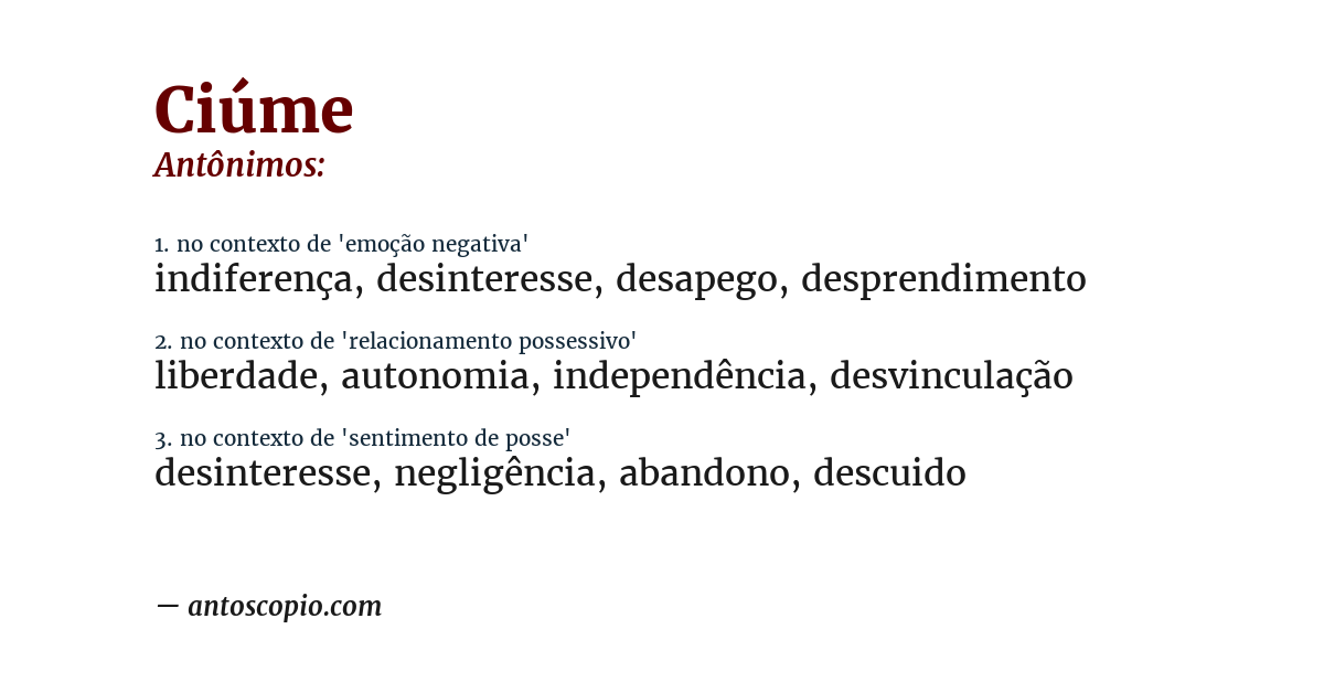 Antônimo de ciúme