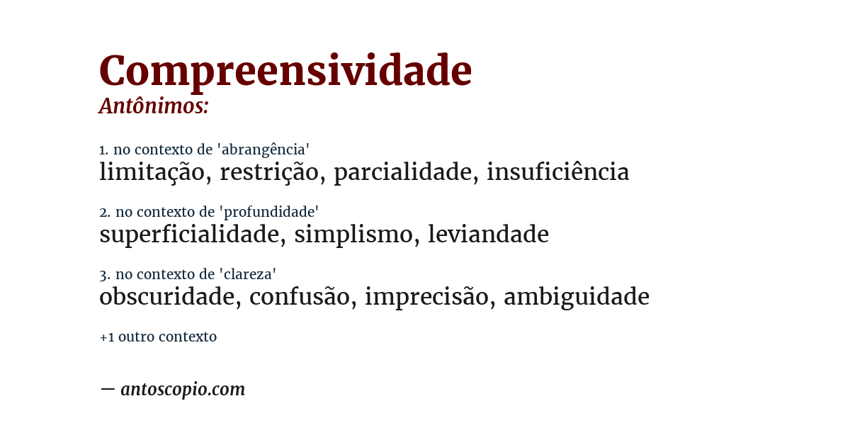 Antônimo de compreensividade