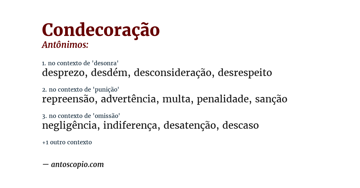 Antônimo de condecoração