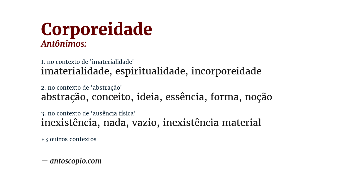 Antônimo de corporeidade