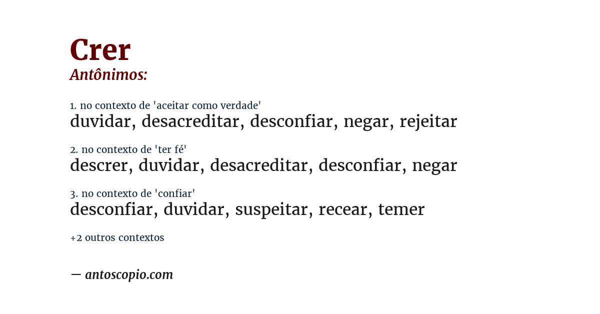 Antônimo de crer