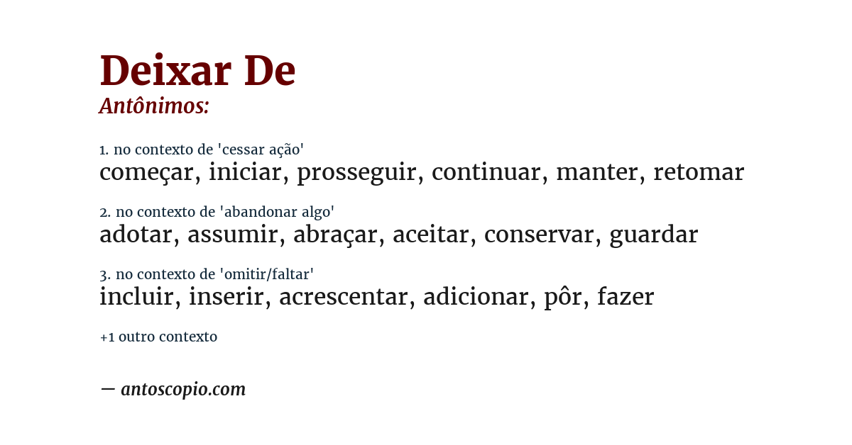 Antônimo de deixar de