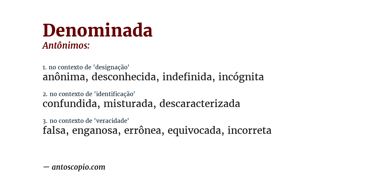 Antônimo de denominada