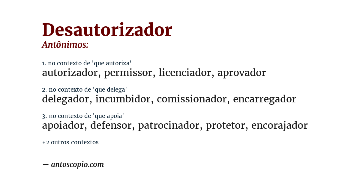 Antônimo de desautorizador
