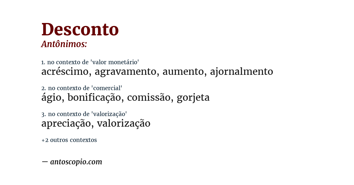 Antônimo de desconto