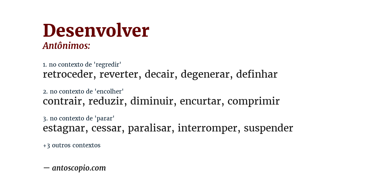 Antônimo de desenvolver