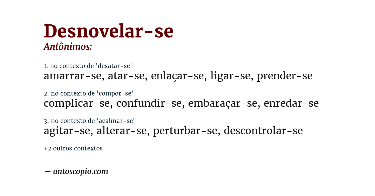 Antônimo de desnovelar-se