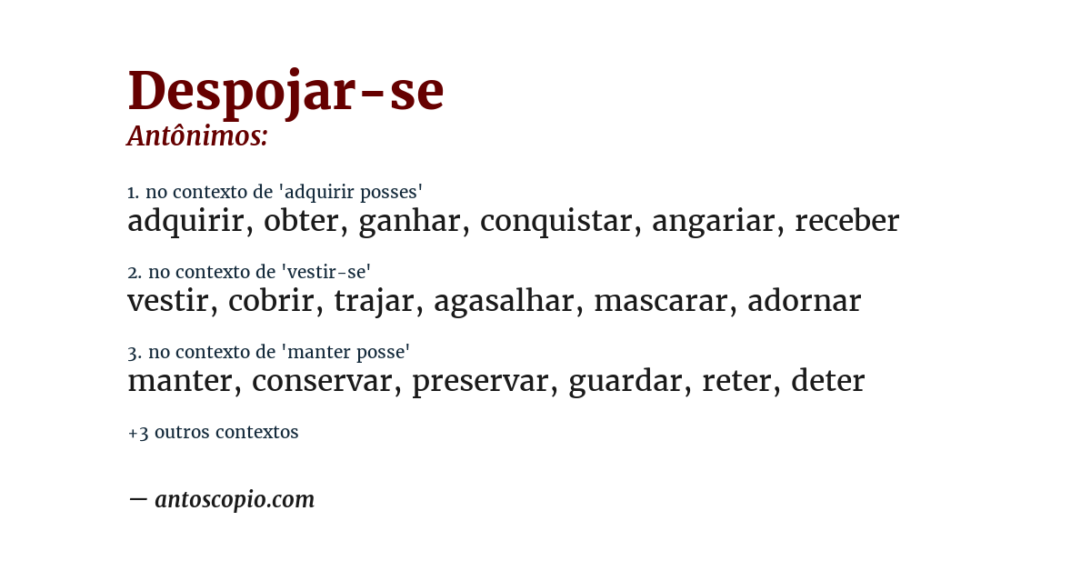 Antônimo de despojar-se