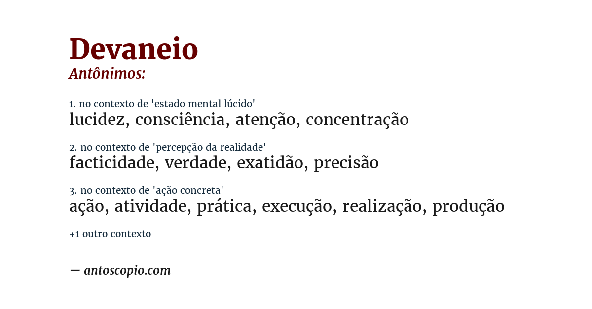 Antônimo de devaneio