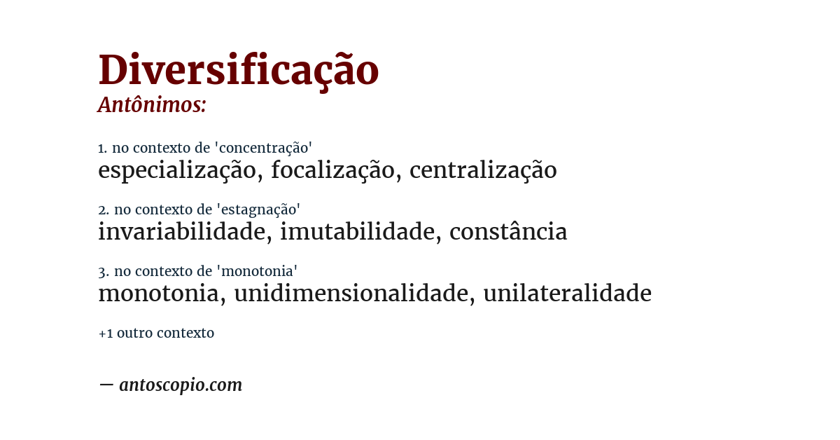 Antônimo de diversificação