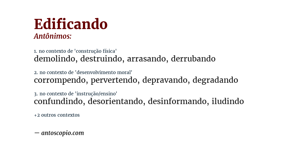 Antônimo de edificando