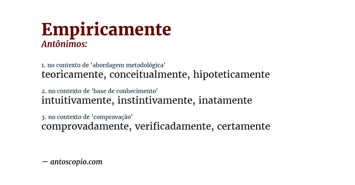 Antônimo de empiricamente