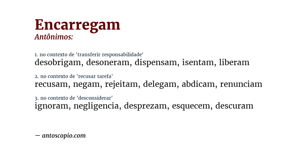 Antônimo de encarregam