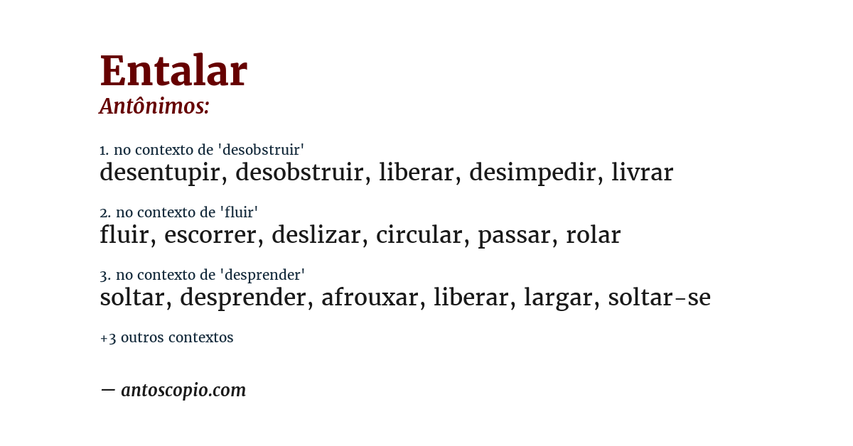 Antônimo de entalar