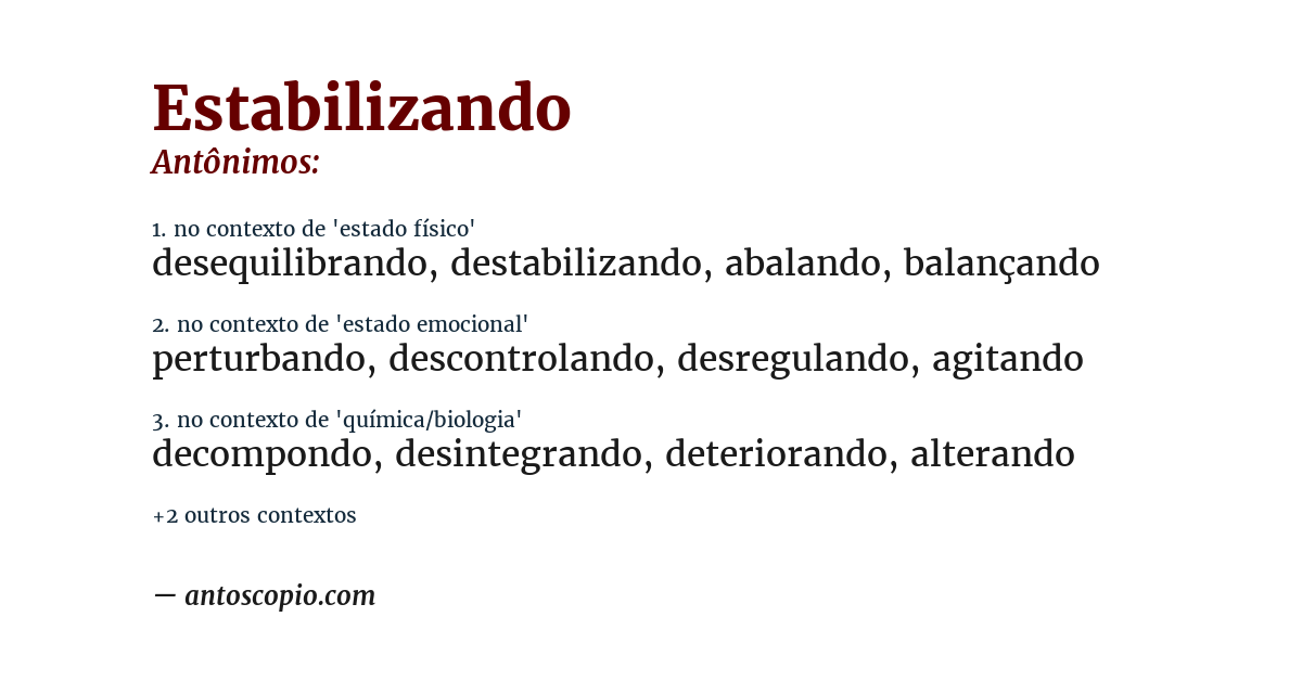 Antônimo de estabilizando