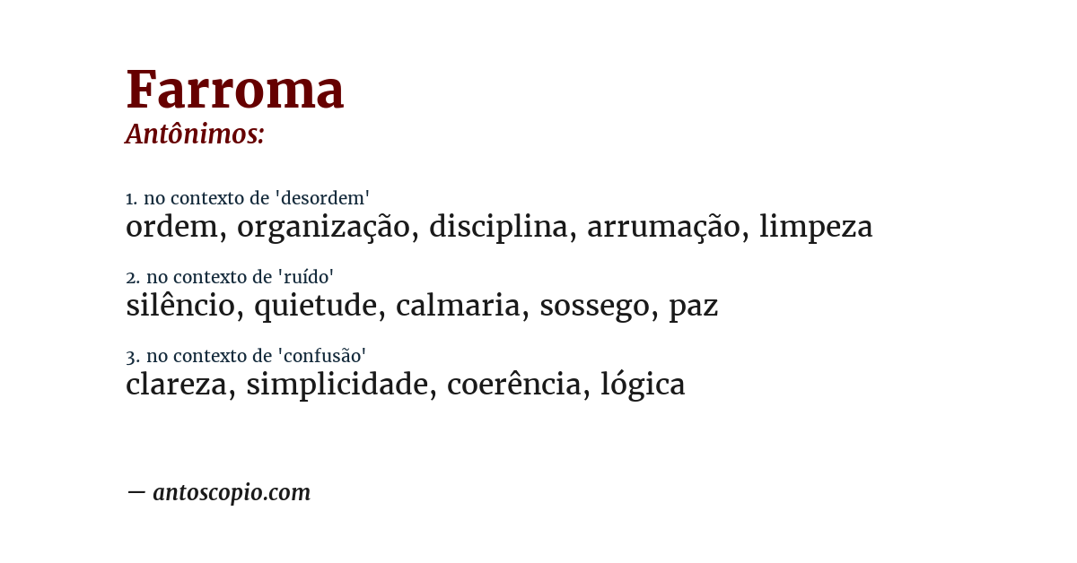 Antônimo de farroma
