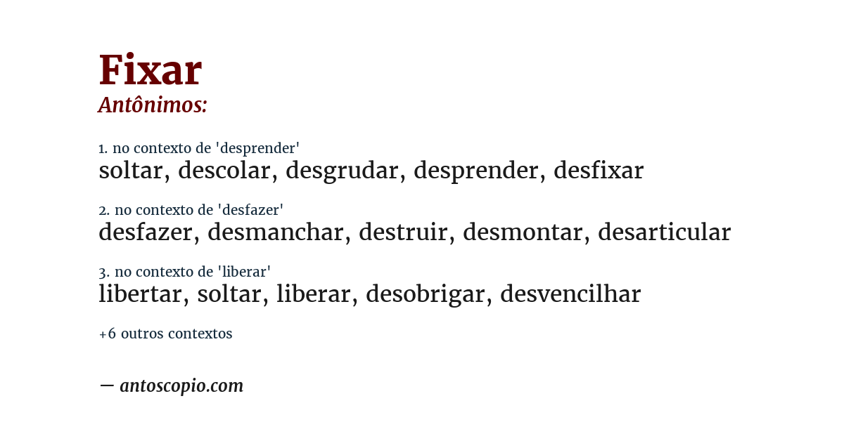 Antônimo de fixar