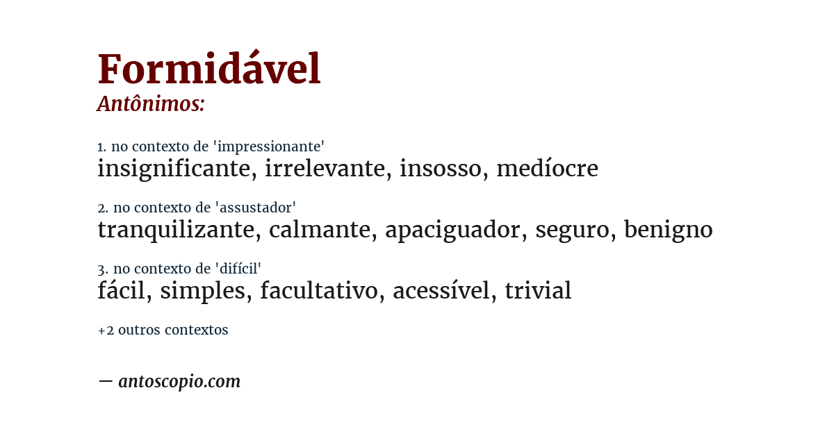 Antônimo de formidável