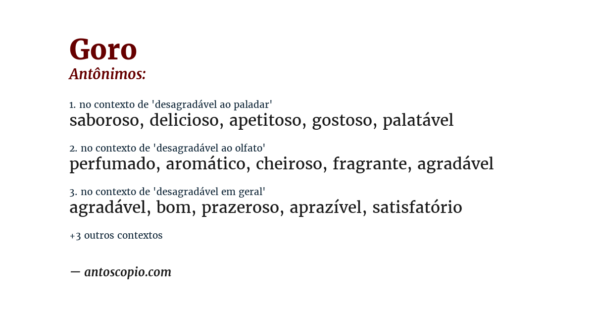 Antônimo de goro